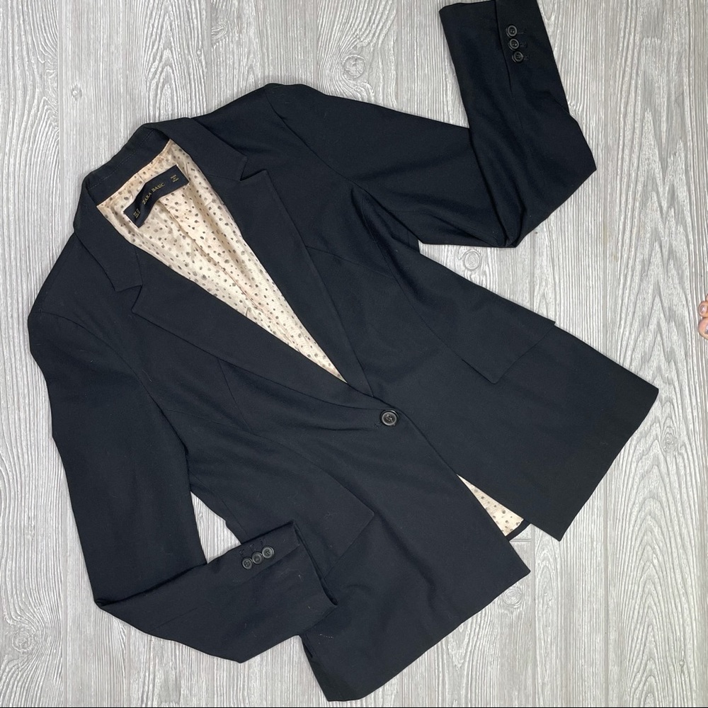 Zara basic black button blazer jacket size 6